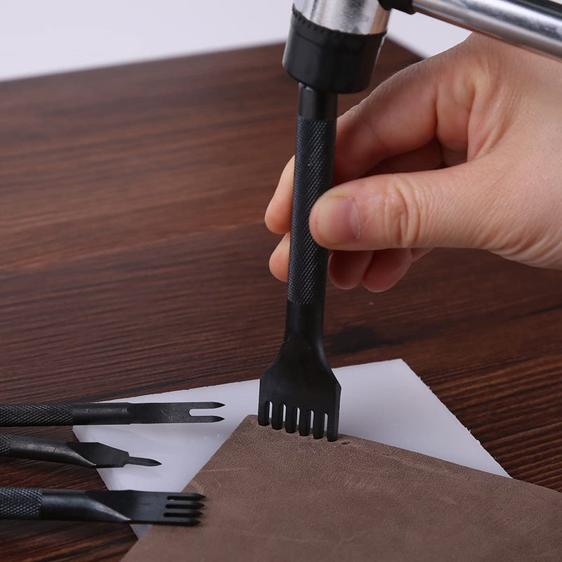 Ldirect Leather Lacing Stitching Punches 1/2/4/6 Prong DIY Hole Tool Stainless Steel Leather Craft Kits (3mm) - Image 5